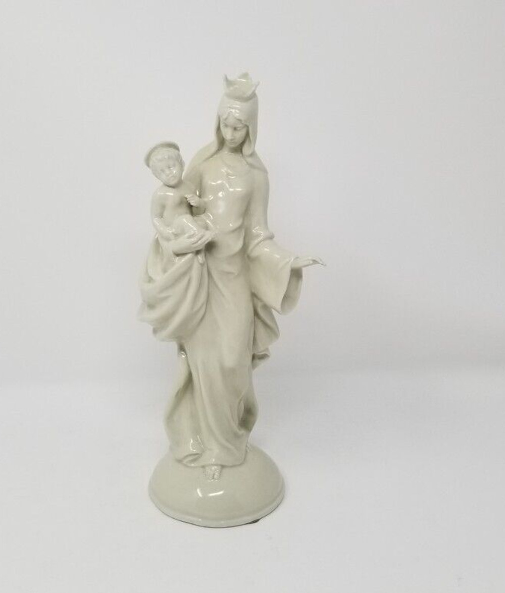Antique Von Schierholz Madonna and Child Mary Jesus Blanc de Chine Statue 11"